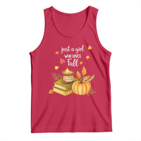 Just A Girl Who Loves Fall Tank Top Cozy Autumn Season - Wonder Print Shop