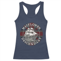 Mayflower Descendant Racerback Tank Top Pilgrim Fathers Thanksgiving History - Wonder Print Shop