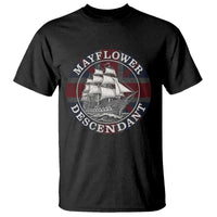 Mayflower Descendant T Shirt Pilgrim Fathers Thanksgiving History - Wonder Print Shop