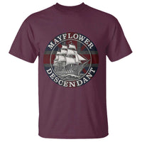 Mayflower Descendant T Shirt Pilgrim Fathers Thanksgiving History - Wonder Print Shop