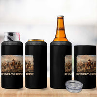 Plymouth Rock 4 in 1 Can Cooler Tumbler Mayflower Pilgrims Thanksgiving History - Wonder Print Shop