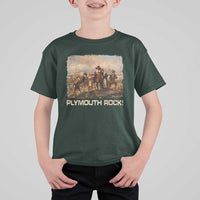 Plymouth Rock T Shirt For Kid Mayflower Pilgrims Thanksgiving History - Wonder Print Shop