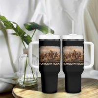 Plymouth Rock Tumbler With Handle Mayflower Pilgrims Thanksgiving History - Wonder Print Shop