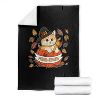 Funny Thanksgiving Cat Lover Throw Blanket Purritans Pilgrim Puritans Hat - Wonder Print Shop
