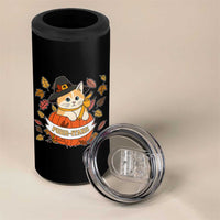 Funny Thanksgiving Cat Lover 4 in 1 Can Cooler Tumbler Purritans Pilgrim Puritans Hat - Wonder Print Shop