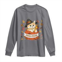 Funny Thanksgiving Cat Lover Long Sleeve Shirt Purritans Pilgrim Puritans Hat - Wonder Print Shop