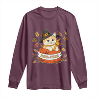 Funny Thanksgiving Cat Lover Long Sleeve Shirt Purritans Pilgrim Puritans Hat - Wonder Print Shop
