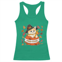 Funny Thanksgiving Cat Lover Racerback Tank Top Purritans Pilgrim Puritans Hat - Wonder Print Shop