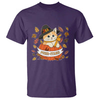 Funny Thanksgiving Cat Lover T Shirt Purritans Pilgrim Puritans Hat - Wonder Print Shop