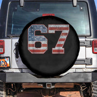Funny Six Seven 67 Meme Vintage American Flag Spare Tire Cover - Wonder Print Shop