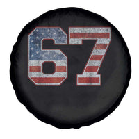 Funny Six Seven 67 Meme Vintage American Flag Spare Tire Cover - Wonder Print Shop
