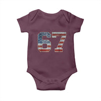 Funny Six Seven 67 Meme Vintage American Flag Baby Onesie - Wonder Print Shop