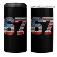 Funny Six Seven 67 Meme Vintage American Flag 4 in 1 Can Cooler Tumbler - Wonder Print Shop