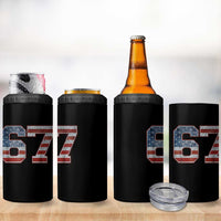 Funny Six Seven 67 Meme Vintage American Flag 4 in 1 Can Cooler Tumbler - Wonder Print Shop