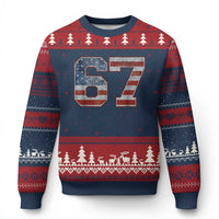 Funny Six Seven 67 Meme Vintage American Flag Ugly Christmas Sweater - Wonder Print Shop