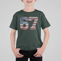 Funny Six Seven 67 Meme Vintage American Flag T Shirt For Kid - Wonder Print Shop
