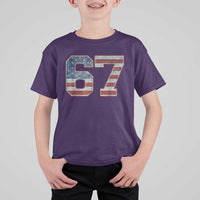 Funny Six Seven 67 Meme Vintage American Flag T Shirt For Kid - Wonder Print Shop