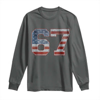 Funny Six Seven 67 Meme Vintage American Flag Long Sleeve Shirt - Wonder Print Shop