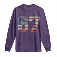 Funny Six Seven 67 Meme Vintage American Flag Long Sleeve Shirt - Wonder Print Shop