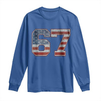 Funny Six Seven 67 Meme Vintage American Flag Long Sleeve Shirt - Wonder Print Shop