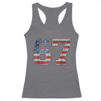 Funny Six Seven 67 Meme Vintage American Flag Racerback Tank Top - Wonder Print Shop