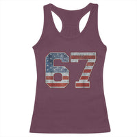 Funny Six Seven 67 Meme Vintage American Flag Racerback Tank Top - Wonder Print Shop