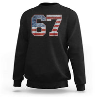 Funny Six Seven 67 Meme Vintage American Flag Sweatshirt - Wonder Print Shop