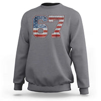 Funny Six Seven 67 Meme Vintage American Flag Sweatshirt - Wonder Print Shop