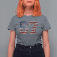 Funny Six Seven 67 Meme Vintage American Flag T Shirt For Women - Wonder Print Shop