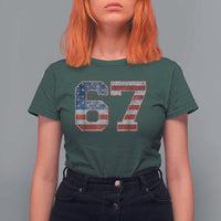 Funny Six Seven 67 Meme Vintage American Flag T Shirt For Women - Wonder Print Shop