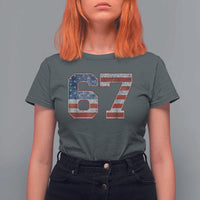 Funny Six Seven 67 Meme Vintage American Flag T Shirt For Women - Wonder Print Shop