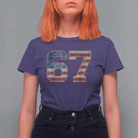 Funny Six Seven 67 Meme Vintage American Flag T Shirt For Women - Wonder Print Shop