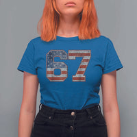 Funny Six Seven 67 Meme Vintage American Flag T Shirt For Women - Wonder Print Shop