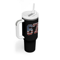 Funny Six Seven 67 Meme Vintage American Flag Tumbler With Handle - Wonder Print Shop