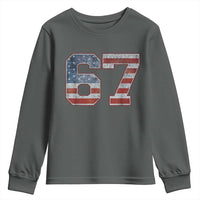 Funny Six Seven 67 Meme Vintage American Flag Youth Sweatshirt - Wonder Print Shop