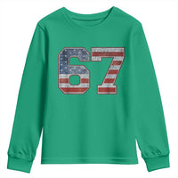 Funny Six Seven 67 Meme Vintage American Flag Youth Sweatshirt - Wonder Print Shop
