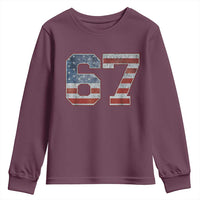 Funny Six Seven 67 Meme Vintage American Flag Youth Sweatshirt - Wonder Print Shop