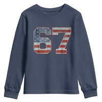 Funny Six Seven 67 Meme Vintage American Flag Youth Sweatshirt - Wonder Print Shop