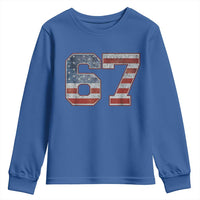 Funny Six Seven 67 Meme Vintage American Flag Youth Sweatshirt - Wonder Print Shop