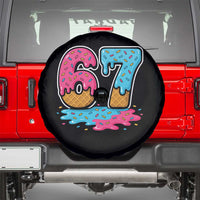 Funny 67 Ice Cream Drip Meme Six Seven Gen Alpha Slang Spare Tire Cover - Wonder Print Shop