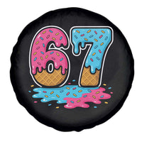 Funny 67 Ice Cream Drip Meme Six Seven Gen Alpha Slang Spare Tire Cover - Wonder Print Shop