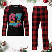 Funny 67 Ice Cream Drip Meme Six Seven Gen Alpha Slang Plaid Pajama Set - Wonder Print Shop