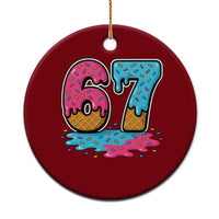 Funny 67 Ice Cream Drip Meme Six Seven Gen Alpha Slang Ceramic Ornament - Wonder Print Shop