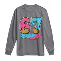 Funny 67 Ice Cream Drip Meme Six Seven Gen Alpha Slang Long Sleeve Shirt - Wonder Print Shop