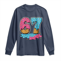 Funny 67 Ice Cream Drip Meme Six Seven Gen Alpha Slang Long Sleeve Shirt - Wonder Print Shop