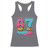 Funny 67 Ice Cream Drip Meme Six Seven Gen Alpha Slang Racerback Tank Top - Wonder Print Shop