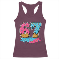 Funny 67 Ice Cream Drip Meme Six Seven Gen Alpha Slang Racerback Tank Top - Wonder Print Shop