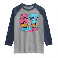 Funny 67 Ice Cream Drip Meme Six Seven Gen Alpha Slang Raglan Shirt - Wonder Print Shop
