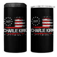 Charlie Kirk 2025 4 in 1 Can Cooler Tumbler Freedom Vintage American Flag - Wonder Print Shop