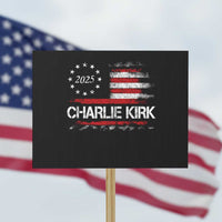 Charlie Kirk 2025 Protest Sign Freedom Vintage American Flag - Wonder Print Shop